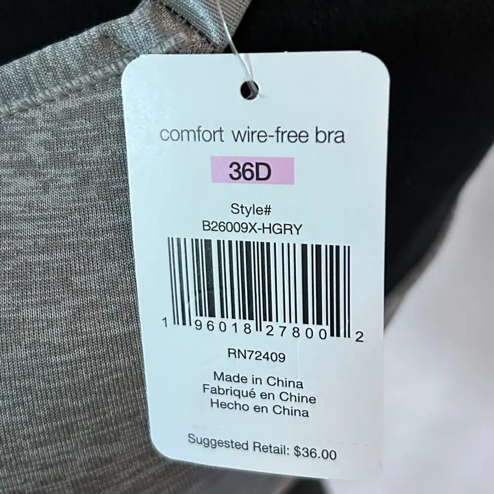 René Rofé Comfort Wire-Free Bra Size 36D Heather Gray NEW WITH TAGS NWT - Picture 8 of 9